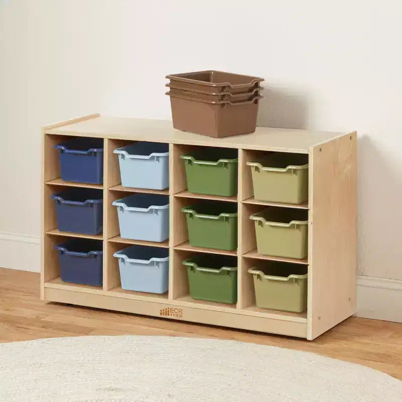ECR4Kids Armario móvil con 12 cubículos y 15 cajones delanteros, 3x4, Muebles infantiles