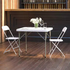 Mesa plegable de plástico blanca de granito cuadrado de 34.25 de Emma y Oliver - Mesa plegable para eventos