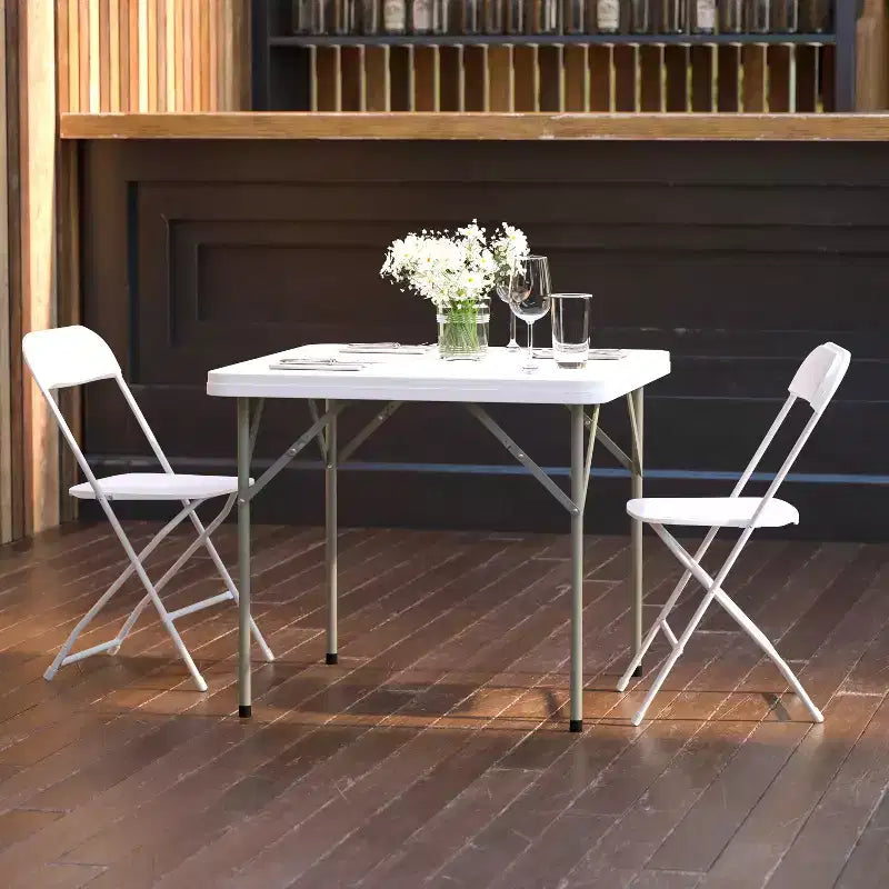 Mesa plegable de plástico blanca de granito cuadrado de 34.25 de Emma y Oliver - Mesa plegable para eventos