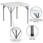 Mesa plegable de plástico blanca de granito cuadrado de 34.25 de Emma y Oliver - Mesa plegable para eventos