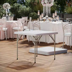Mesa plegable de plástico blanca de granito cuadrado de 34.25 de Emma y Oliver - Mesa plegable para eventos