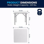 Mesa plegable de plástico blanca de granito cuadrado de 34.25 de Emma y Oliver - Mesa plegable para eventos