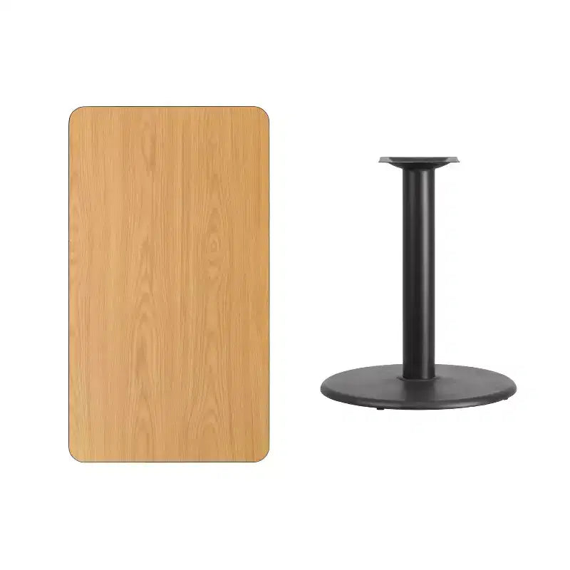 Mesa rectangular laminada Emma y Oliver de 24x42 con base de mesa redonda de 24