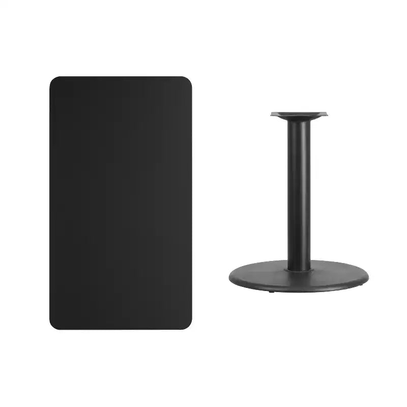 Mesa rectangular laminada Emma y Oliver de 24x42 con base de mesa redonda de 24