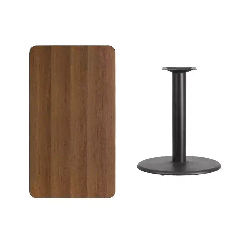 Mesa rectangular laminada Emma y Oliver de 24x42 con base de mesa redonda de 24