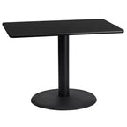 Mesa rectangular laminada Emma y Oliver de 24x42 con base de mesa redonda de 24