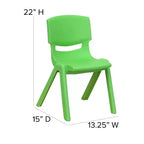 Silla escolar apilable de plástico Emma and Oliver, paquete de 2, con asiento de 30,5 cm, asientos preescolares