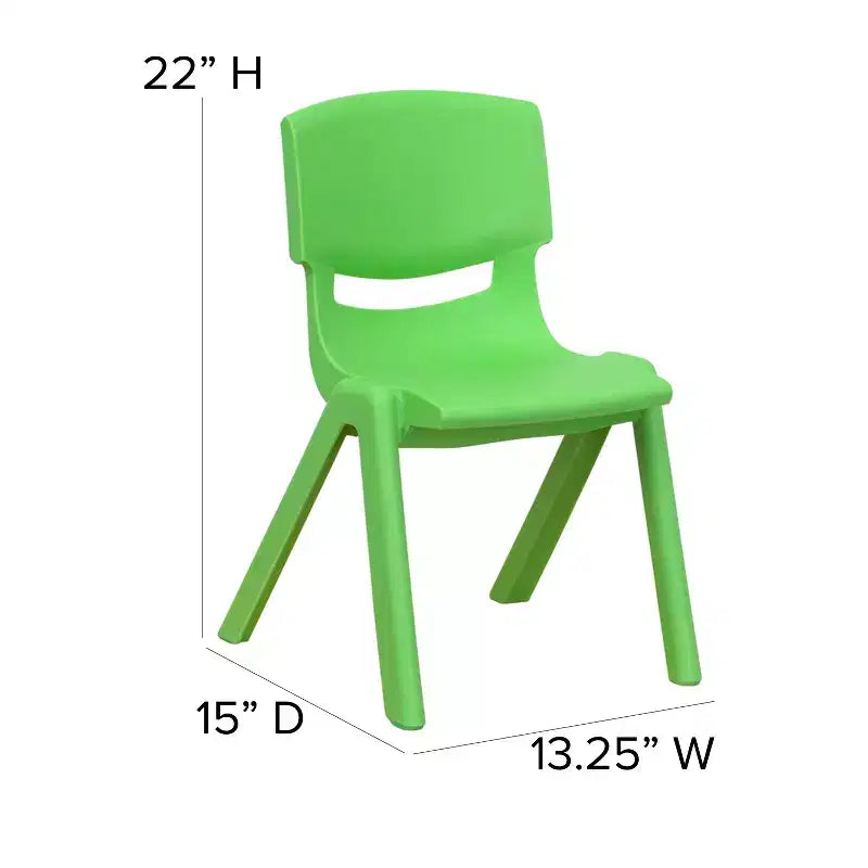 Silla escolar apilable de plástico Emma and Oliver, paquete de 2, con asiento de 30,5 cm, asientos preescolares