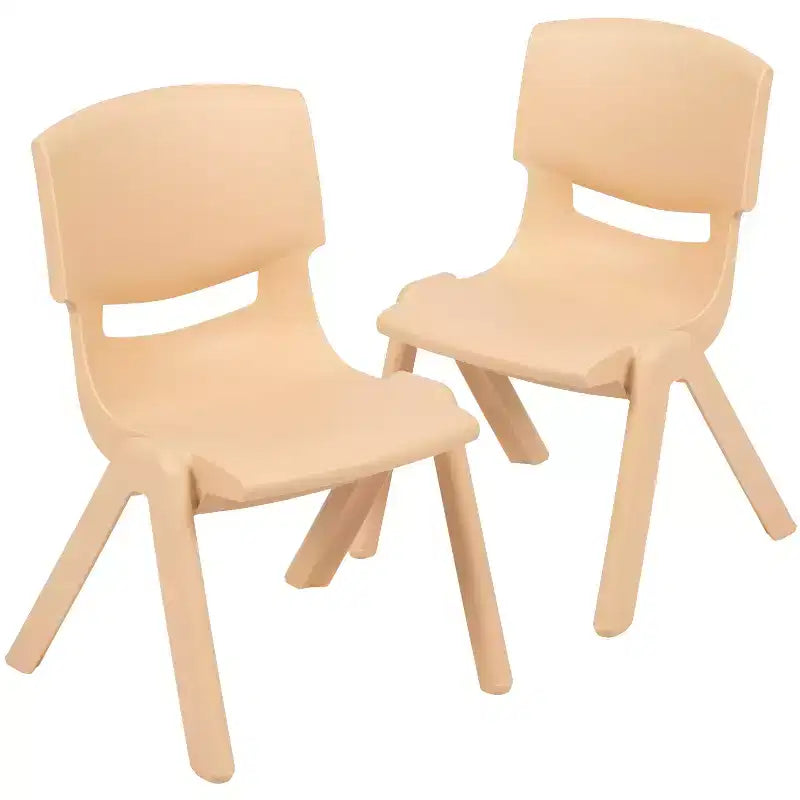 Silla escolar apilable de plástico Emma and Oliver, paquete de 2, con asiento de 30,5 cm, asientos preescolares