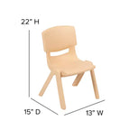 Silla escolar apilable de plástico Emma and Oliver, paquete de 2, con asiento de 30,5 cm, asientos preescolares