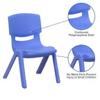 Silla escolar apilable de plástico Emma and Oliver, paquete de 2, con asiento de 30,5 cm, asientos preescolares