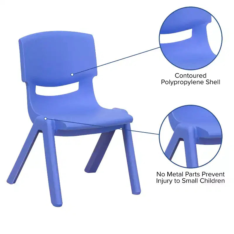 Silla escolar apilable de plástico Emma and Oliver, paquete de 2, con asiento de 30,5 cm, asientos preescolares