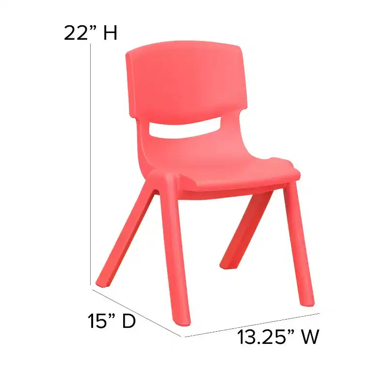 Silla escolar apilable de plástico Emma and Oliver, paquete de 2, con asiento de 30,5 cm, asientos preescolares