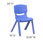 Silla escolar apilable de plástico Emma and Oliver, paquete de 2, con asiento de 30,5 cm, asientos preescolares