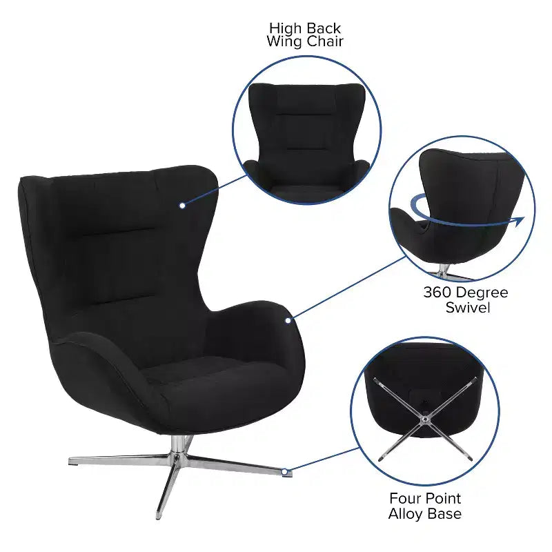 Sillón decorativo retro Emma y Oliver Home and Office giratorio con alas