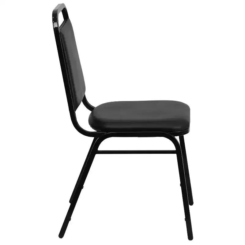 Silla de comedor apilable trasera trapezoidal Emma and Oliver - Asiento de 1.5" de grosor