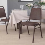 Silla de comedor apilable trasera trapezoidal Emma and Oliver - Asiento de 1.5" de grosor