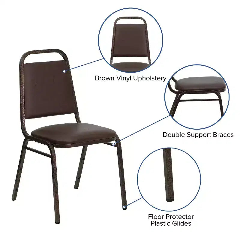 Silla de comedor apilable trasera trapezoidal Emma and Oliver - Asiento de 1.5" de grosor