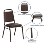 Silla de comedor apilable trasera trapezoidal Emma and Oliver - Asiento de 1.5" de grosor