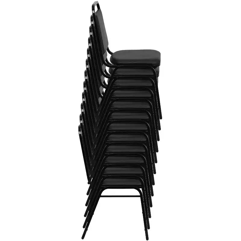Silla de comedor apilable trasera trapezoidal Emma and Oliver - Asiento de 1.5" de grosor