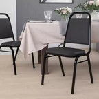 Silla de comedor apilable trasera trapezoidal Emma and Oliver - Asiento de 1.5" de grosor