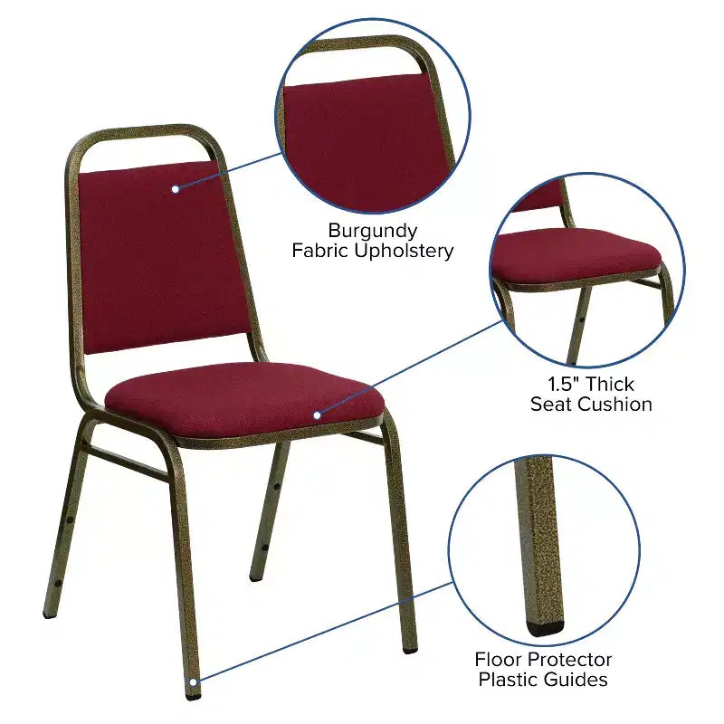 Silla de comedor apilable trasera trapezoidal Emma and Oliver - Asiento de 1.5" de grosor