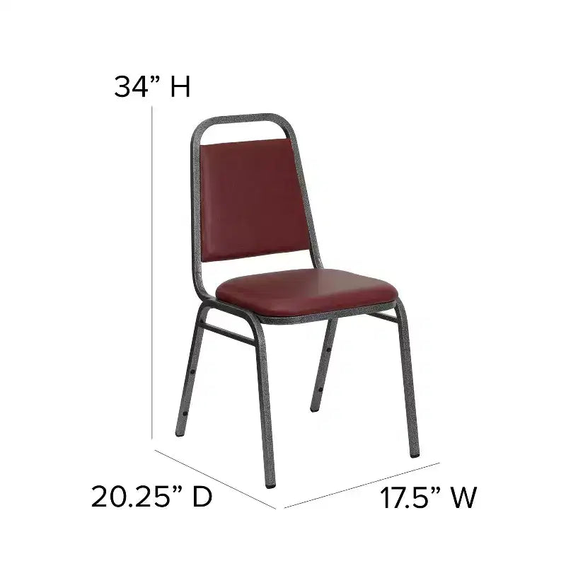Silla de comedor apilable trasera trapezoidal Emma and Oliver - Asiento de 1.5" de grosor