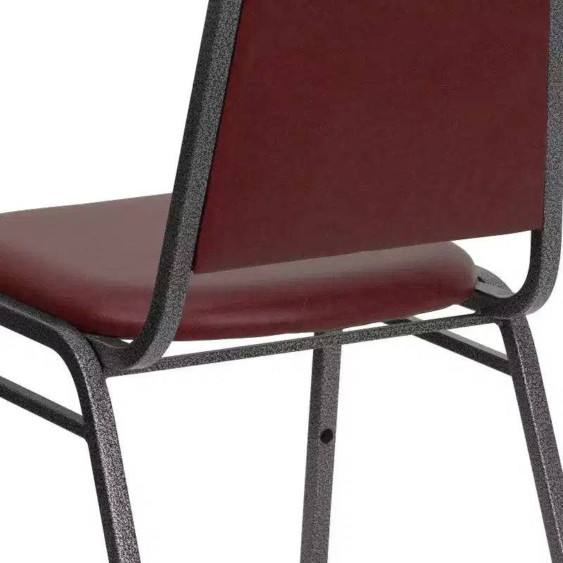Silla de comedor apilable trasera trapezoidal Emma and Oliver - Asiento de 1.5" de grosor