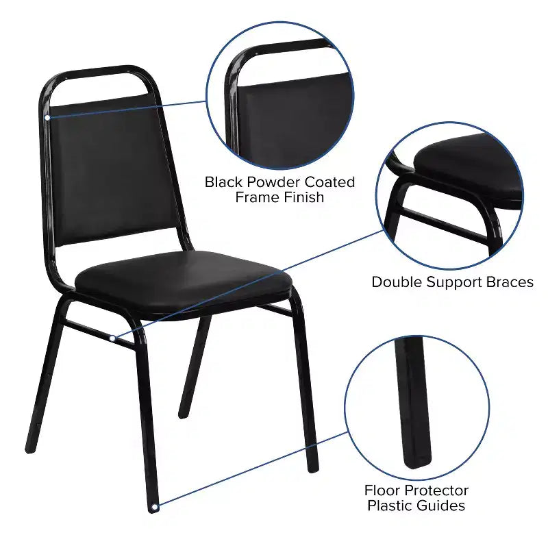 Silla de comedor apilable trasera trapezoidal Emma and Oliver - Asiento de 1.5" de grosor