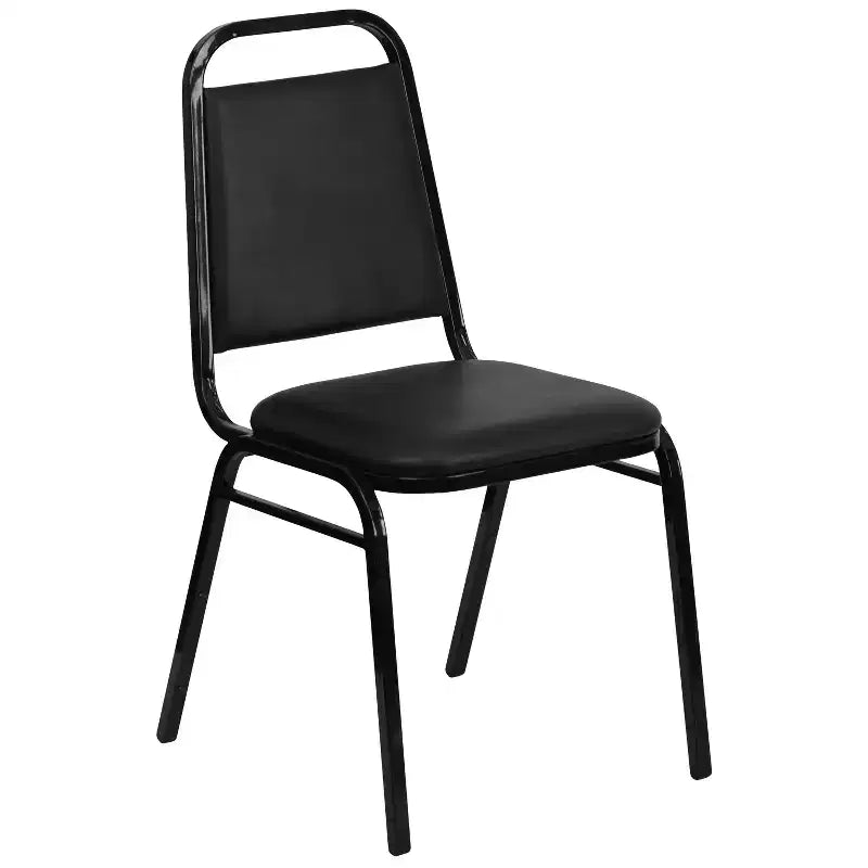 Silla de comedor apilable trasera trapezoidal Emma and Oliver - Asiento de 1.5" de grosor