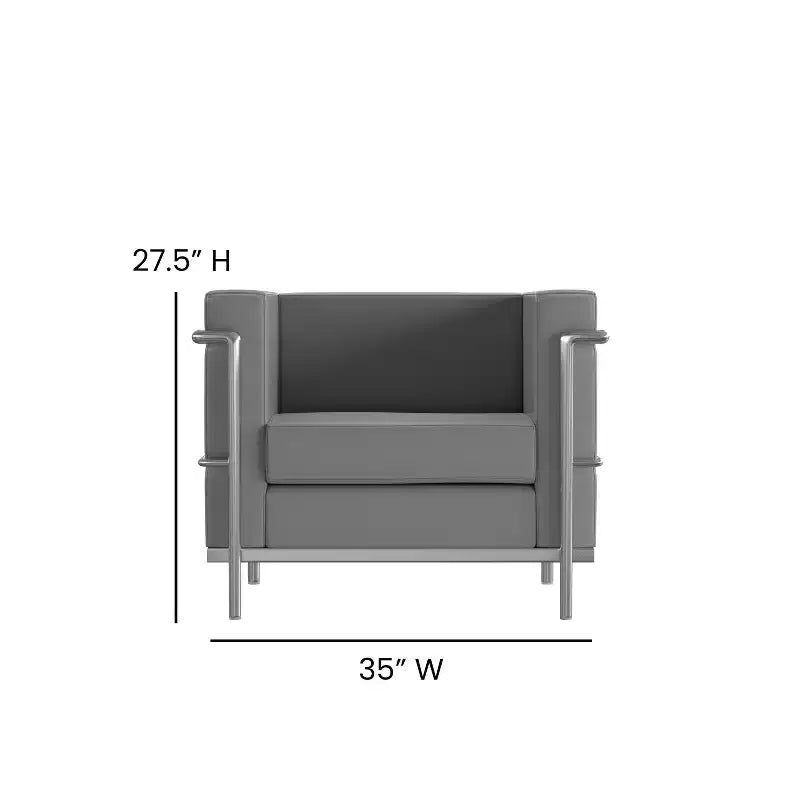 Silla Emma y Oliver Contemporánea de Cuero Sintético con Estructura de Doble Barra
