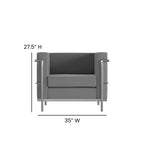 Silla Emma y Oliver Contemporánea de Cuero Sintético con Estructura de Doble Barra