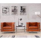 Silla Emma y Oliver Contemporánea de Cuero Sintético con Estructura de Doble Barra