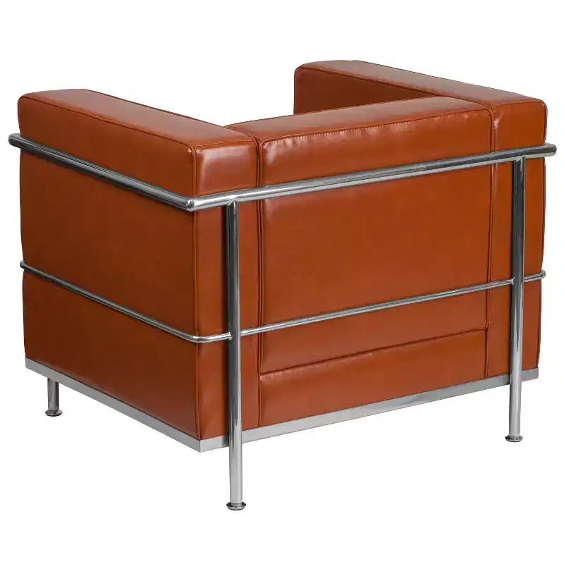 Silla Emma y Oliver Contemporánea de Cuero Sintético con Estructura de Doble Barra