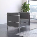 Silla Emma y Oliver Contemporánea de Cuero Sintético con Estructura de Doble Barra