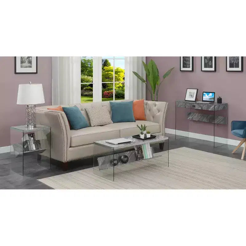 Escritorio de cristal Uptown de Breighton Home con cajón, 36