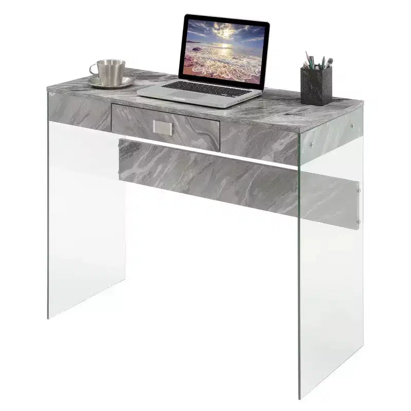 Escritorio de cristal Uptown de Breighton Home con cajón, 36