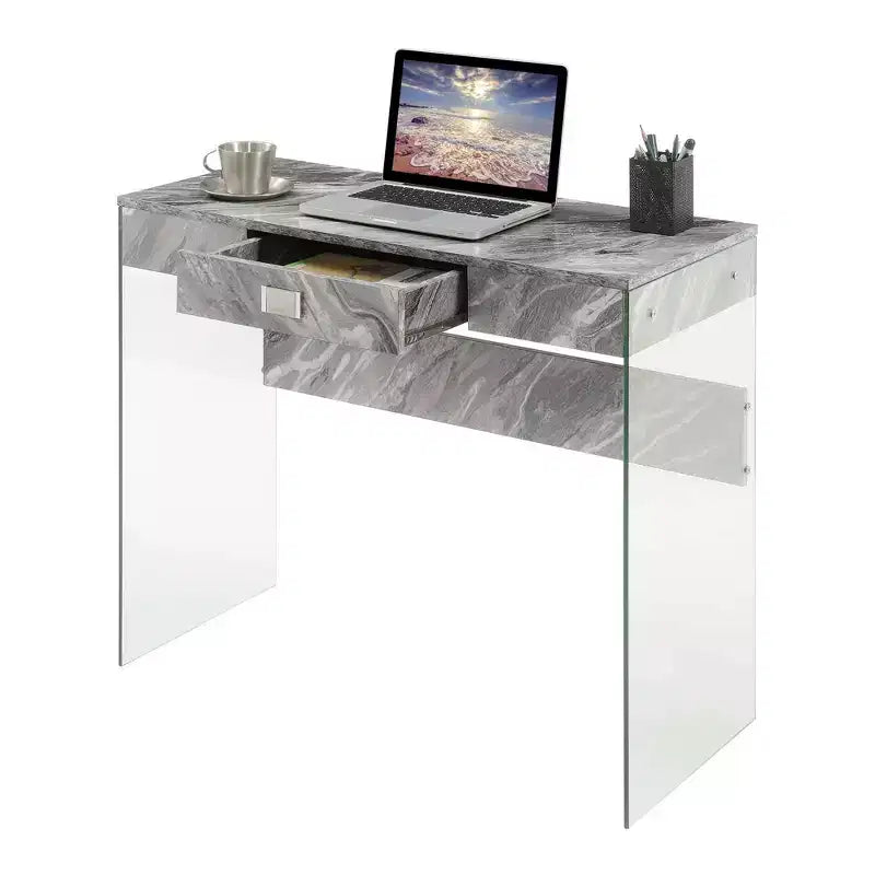 Escritorio de cristal Uptown de Breighton Home con cajón, 36