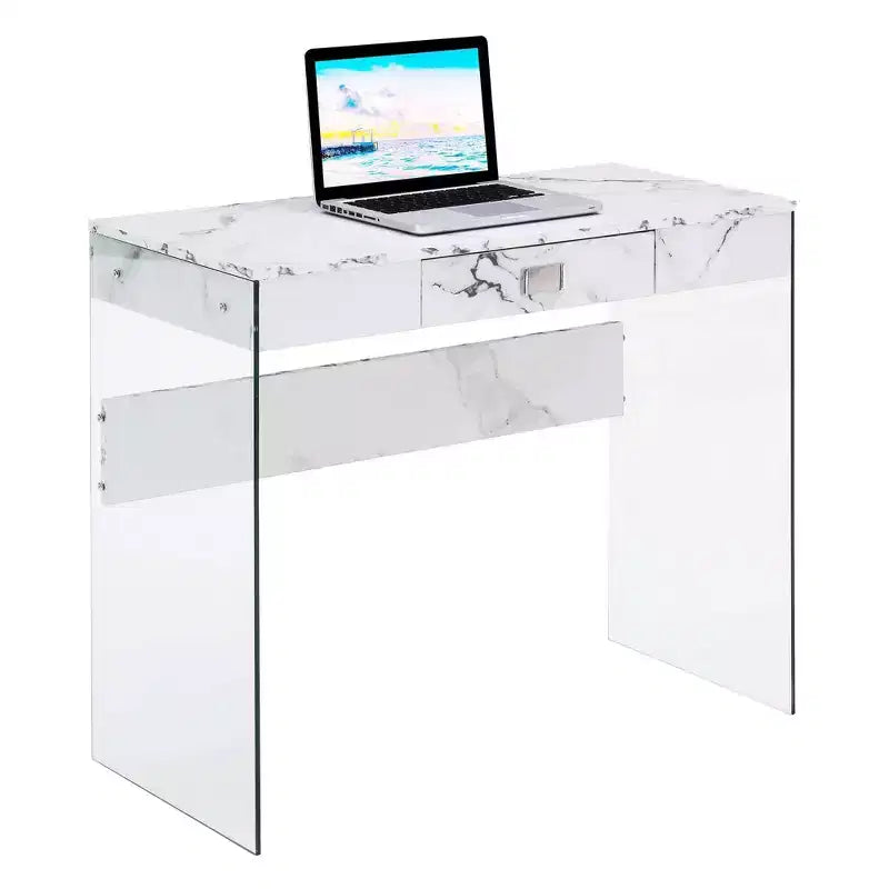 Escritorio de cristal Uptown de Breighton Home con cajón, 36