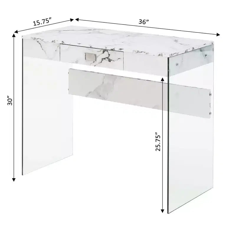 Escritorio de cristal Uptown de Breighton Home con cajón, 36