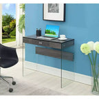 Escritorio de cristal Uptown de Breighton Home con cajón, 36