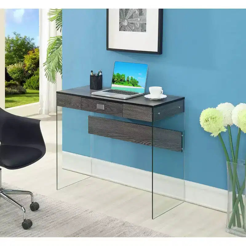 Escritorio de cristal Uptown de Breighton Home con cajón, 36