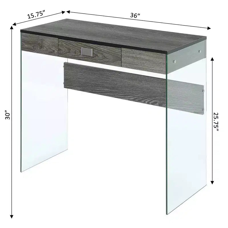 Escritorio de cristal Uptown de Breighton Home con cajón, 36