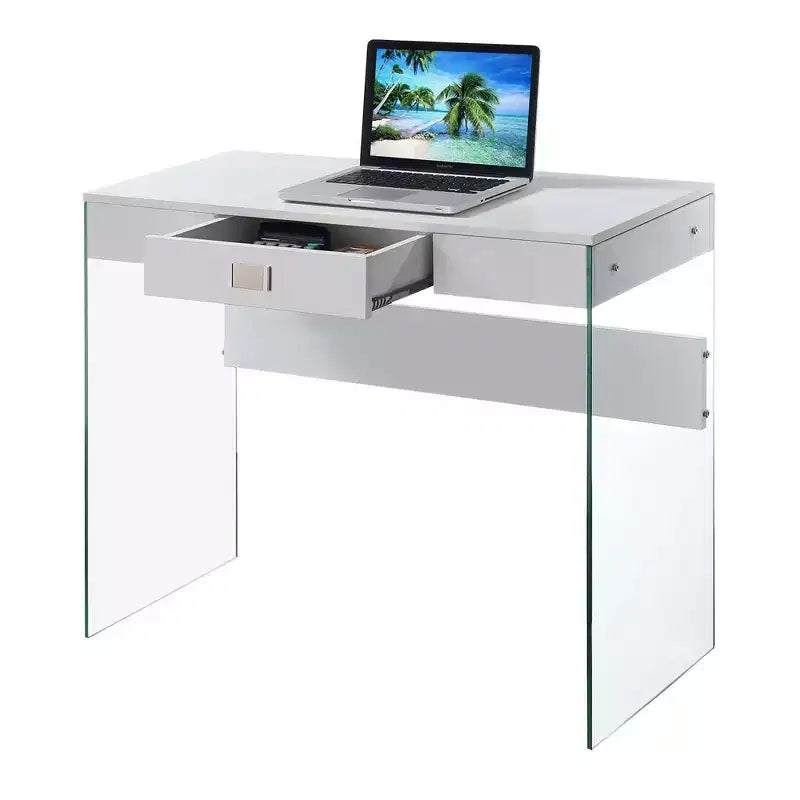 Escritorio de cristal Uptown de Breighton Home con cajón, 36