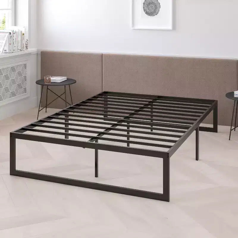 Estructura de cama metálica individual Emma and Oliver de 14 pulgadas/soporte de láminas de acero/no necesita somier