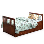 Cama Capitán Doble de Costway, Alternativa a Litera con Nido y Cajones para Niños NuezExpresoBlanco