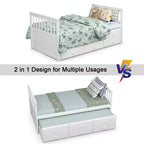 Cama Capitán Doble de Costway, Alternativa a Litera con Nido y Cajones para Niños NuezExpresoBlanco