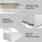 Cama Capitán Doble de Costway, Alternativa a Litera con Nido y Cajones para Niños NuezExpresoBlanco