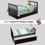 Cama Capitán Doble de Costway, Alternativa a Litera con Nido y Cajones para Niños NuezExpresoBlanco