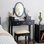Costway Vanity Table Dressing Table 5 Make Up Table Stool